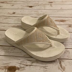 CROCS Monterey Shimmer Wedge Sandals Size 10